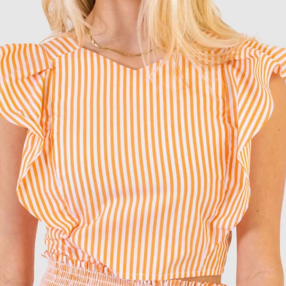 Erica Orange and White Stripe Top